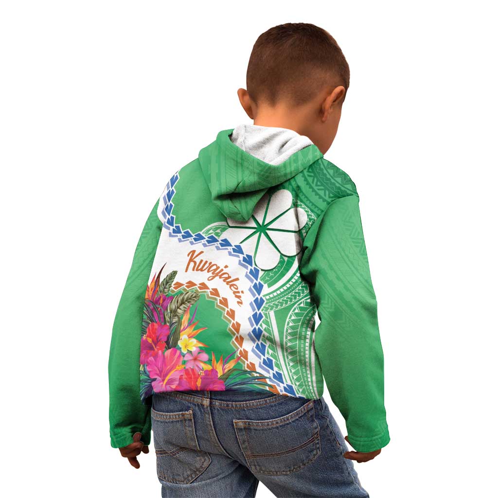Marshall Islands Kwajalein Atoll Kid Hoodie Curves Polynesian Mix Tropical Flowers