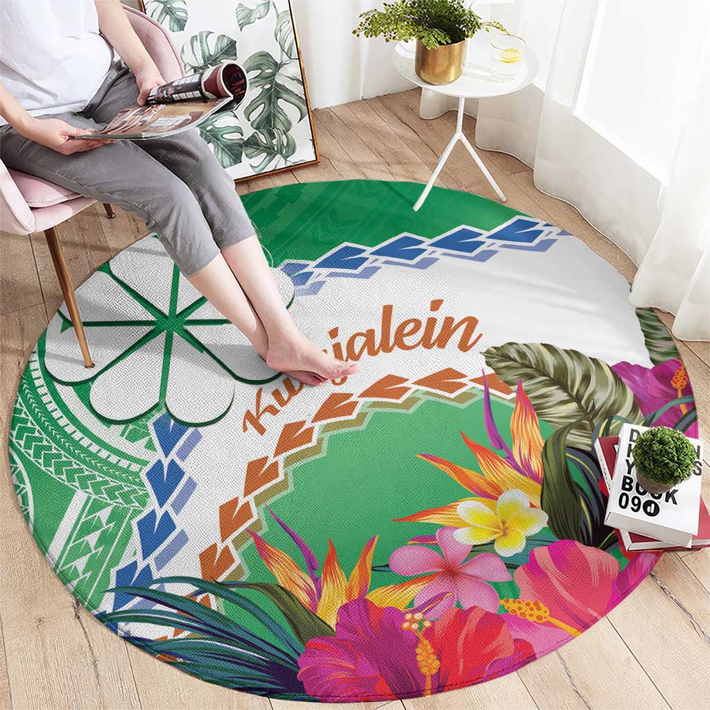 Marshall Islands Kwajalein Atoll Round Carpet Curves Polynesian Mix Tropical Flowers LT14 - Polynesian Pride