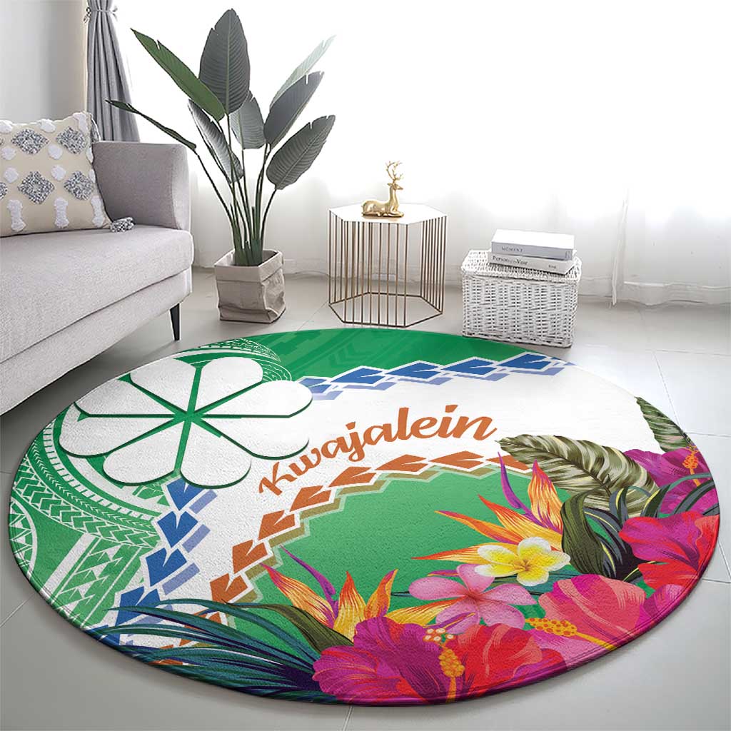 Marshall Islands Kwajalein Atoll Round Carpet Curves Polynesian Mix Tropical Flowers LT14 - Polynesian Pride