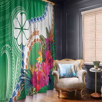 Marshall Islands Kwajalein Atoll Window Curtain Curves Polynesian Mix Tropical Flowers LT14 - Polynesian Pride