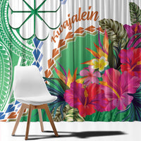 Marshall Islands Kwajalein Atoll Window Curtain Curves Polynesian Mix Tropical Flowers LT14 - Polynesian Pride