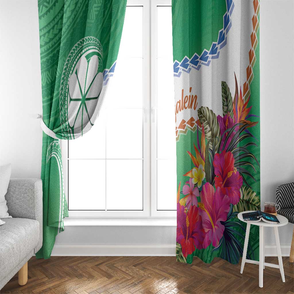 Marshall Islands Kwajalein Atoll Window Curtain Curves Polynesian Mix Tropical Flowers LT14 - Polynesian Pride