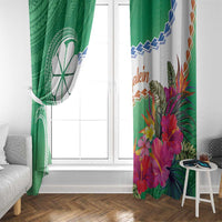 Marshall Islands Kwajalein Atoll Window Curtain Curves Polynesian Mix Tropical Flowers LT14 - Polynesian Pride
