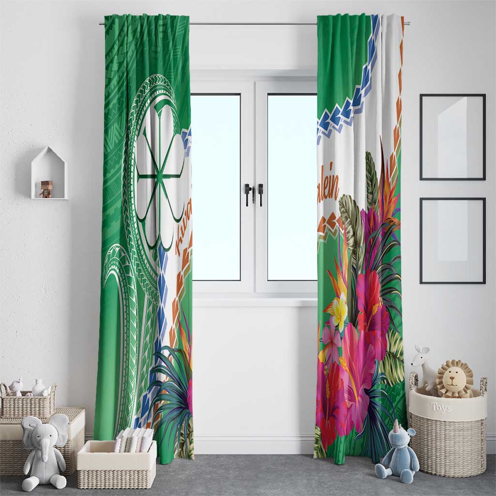 Marshall Islands Kwajalein Atoll Window Curtain Curves Polynesian Mix Tropical Flowers LT14 - Polynesian Pride