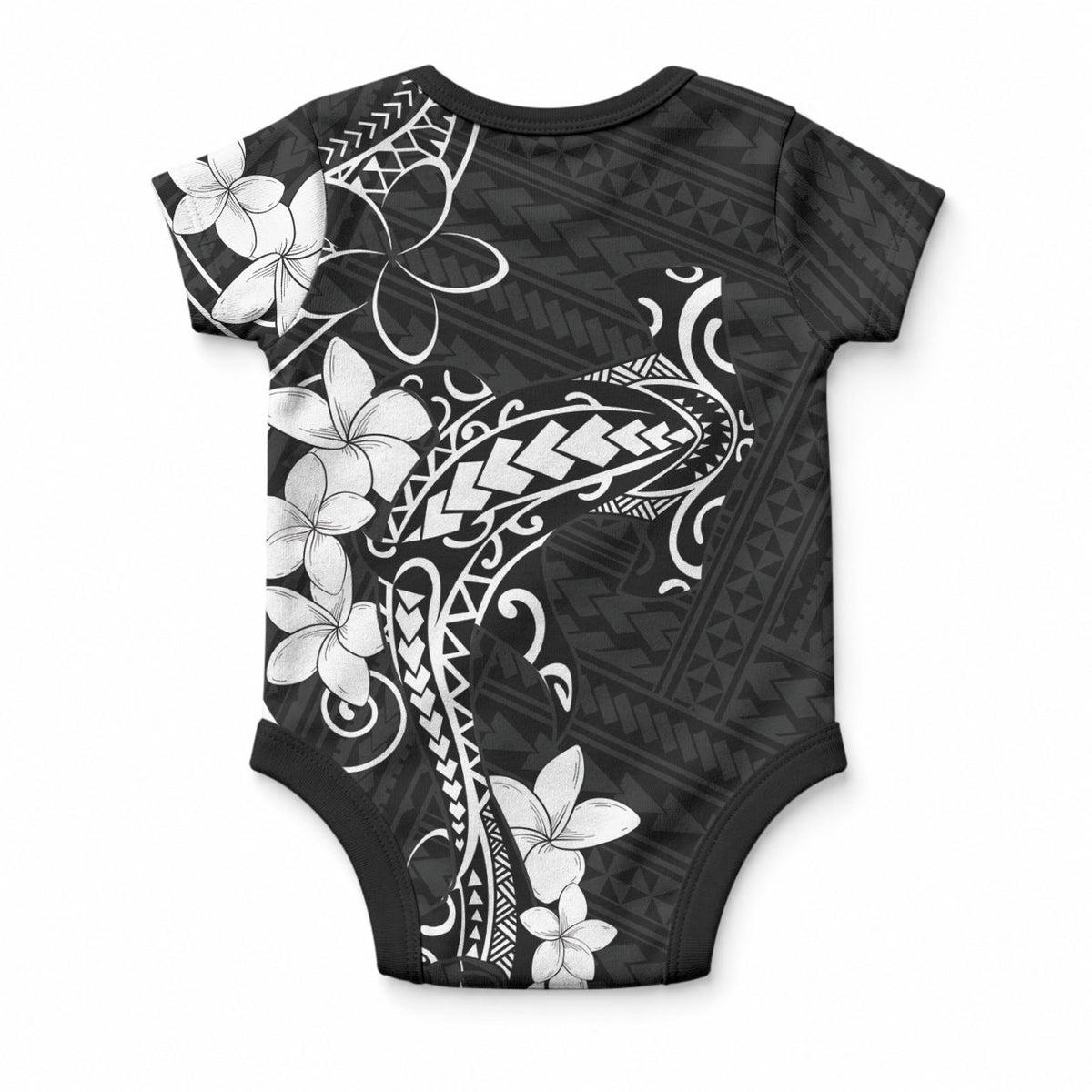 Black Hawaii Baby Onesie Hammerhead Shark Tattoo Curve Polynesian