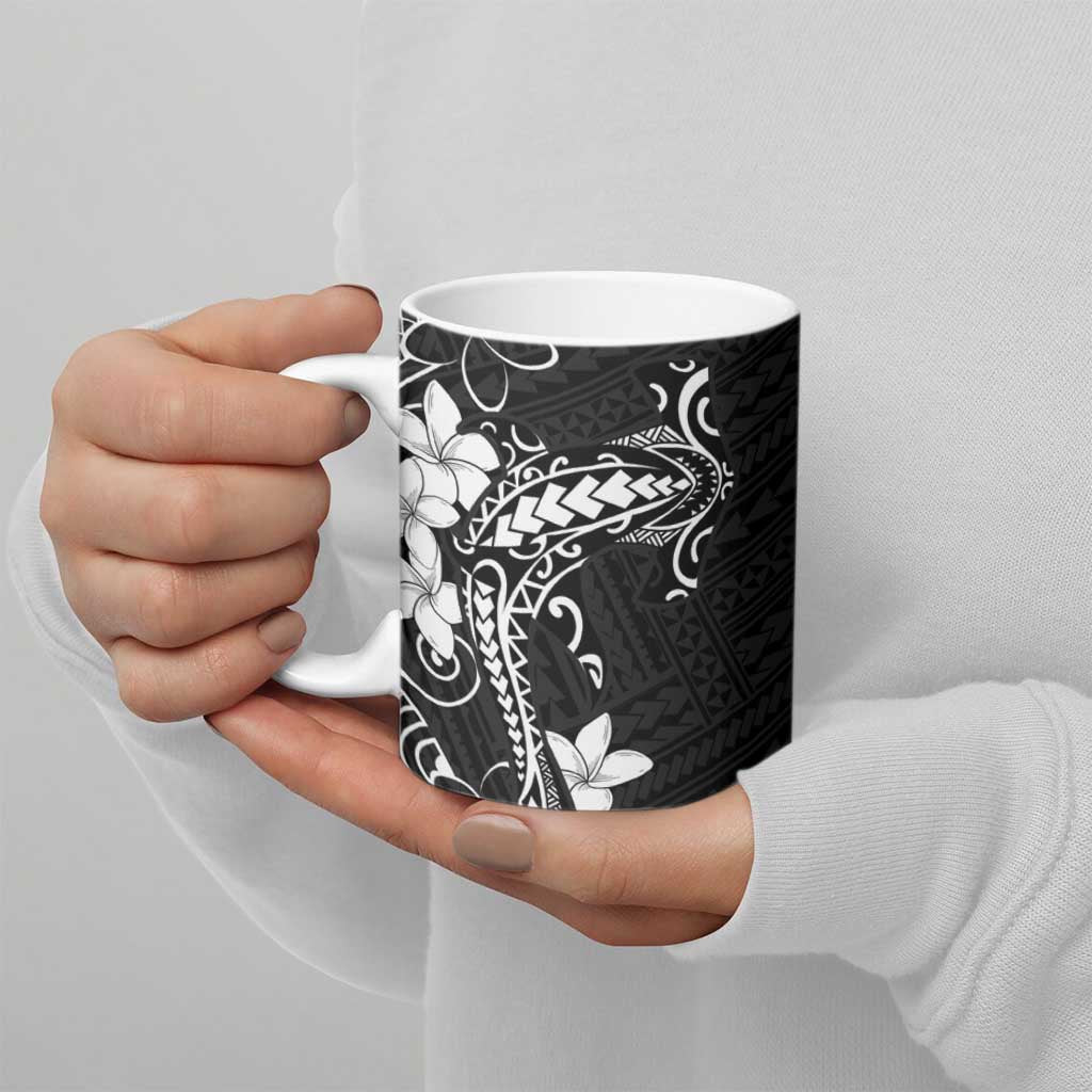 Black Hawaii Ceramic Mug Hammerhead Shark Tattoo Curve Polynesian - Polynesian Pride
