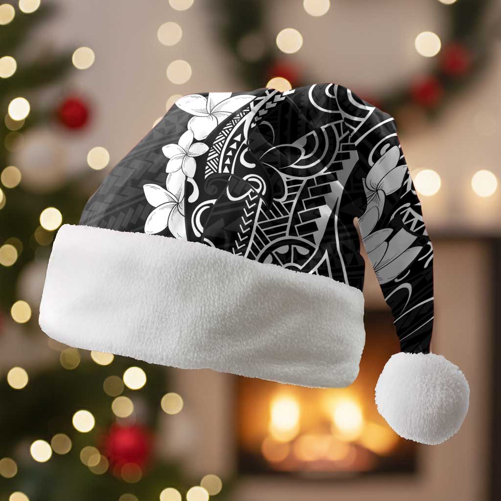 Black Hawaii Christmas Santa Hat Hammerhead Shark Tattoo Curve Polynesian - Polynesian Pride