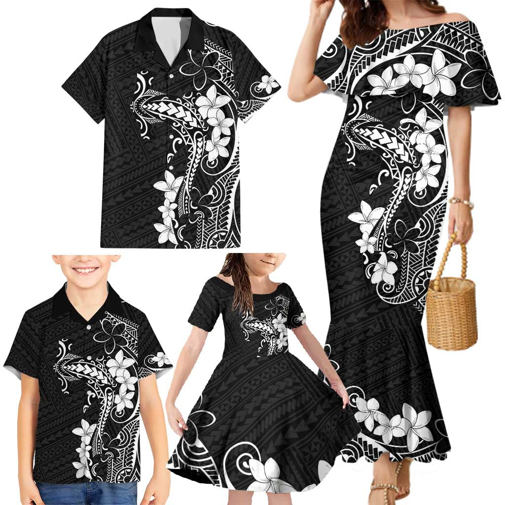 Black Hawaii Family Matching Mermaid Dress and Hawaiian Shirt Hammerhead Shark Tattoo Curve Polynesian LT14 - Polynesian Pride