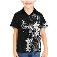 Black Hawaii Family Matching Mermaid Dress and Hawaiian Shirt Hammerhead Shark Tattoo Curve Polynesian LT14 Son's Shirt Black - Polynesian Pride