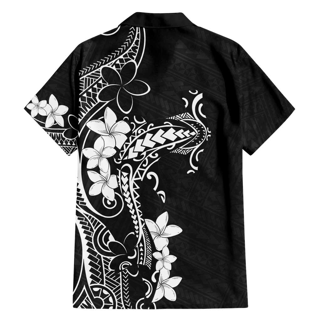Black Hawaii Family Matching Puletasi and Hawaiian Shirt Hammerhead Shark Tattoo Curve Polynesian - Polynesian Pride