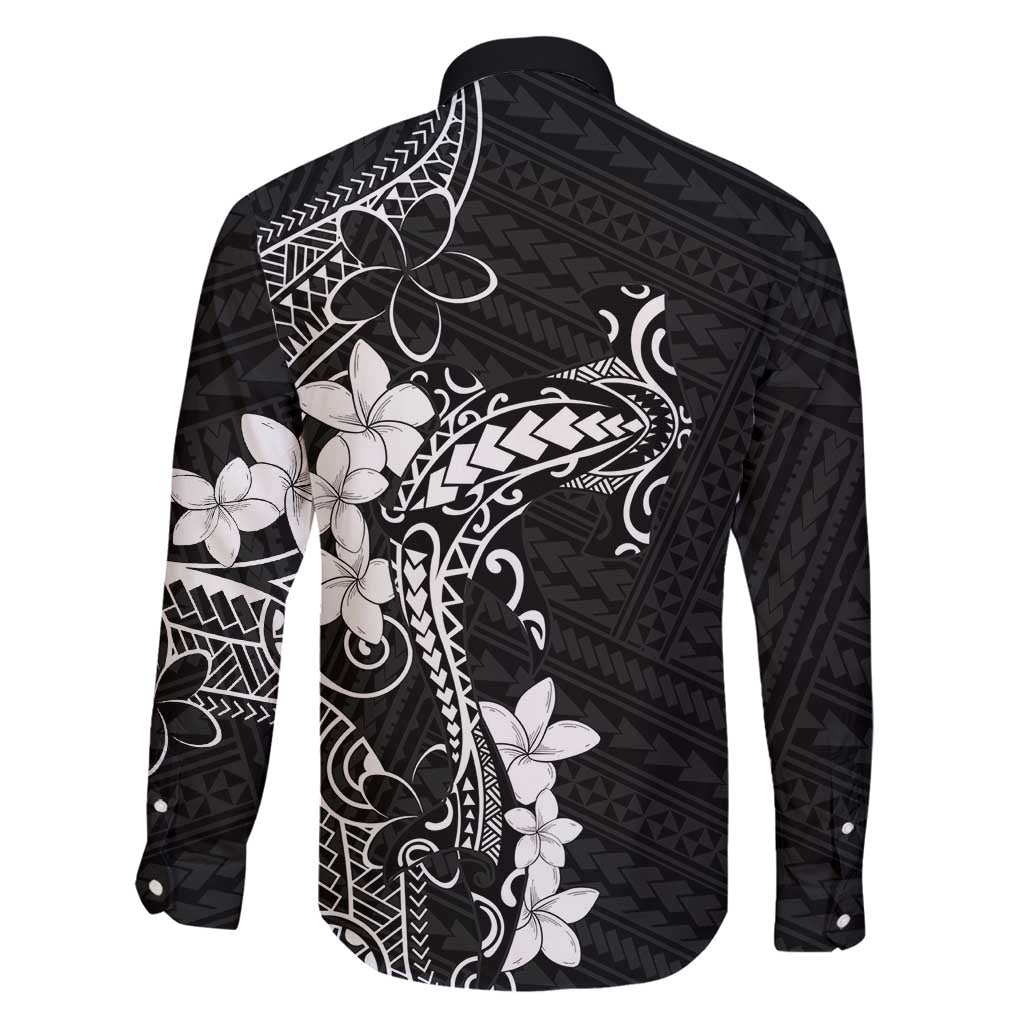 Black Hawaii Family Matching Puletasi and Hawaiian Shirt Hammerhead Shark Tattoo Curve Polynesian - Polynesian Pride