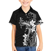 Black Hawaii Family Matching Short Sleeve Bodycon Dress and Hawaiian Shirt Hammerhead Shark Tattoo Curve Polynesian LT14 Son's Shirt Black - Polynesian Pride