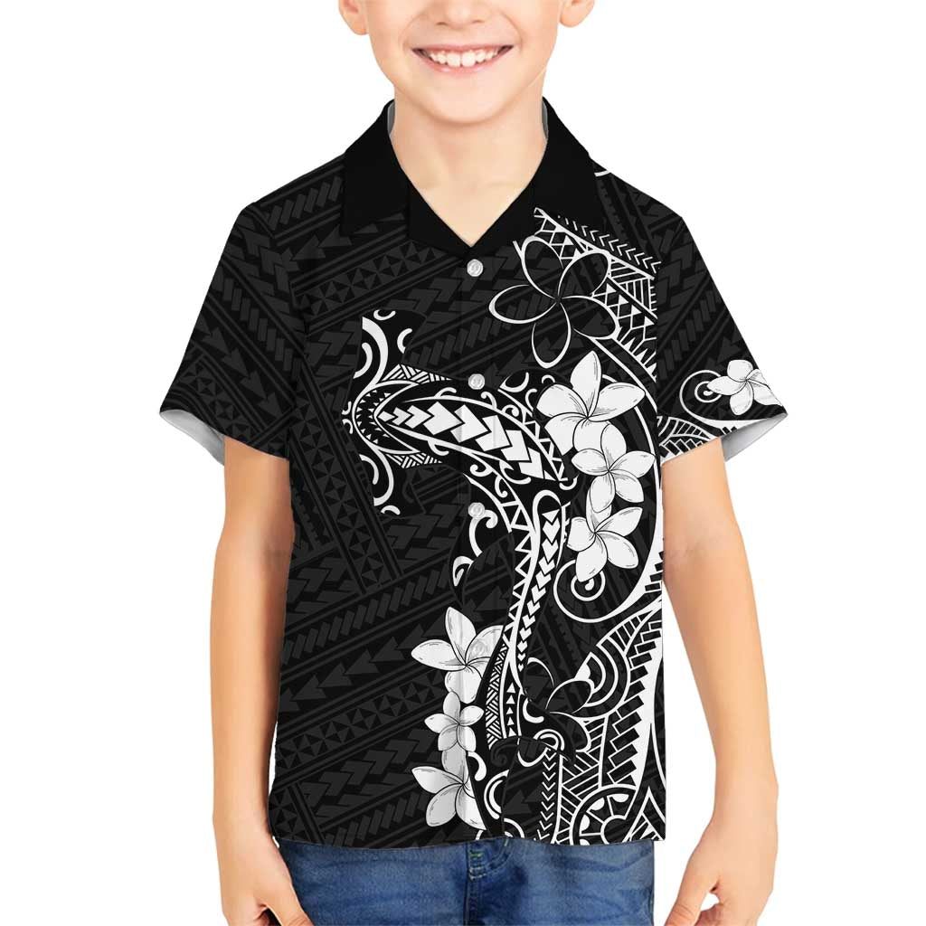 Black Hawaii Family Matching Summer Maxi Dress and Hawaiian Shirt Hammerhead Shark Tattoo Curve Polynesian LT14 Son's Shirt Black - Polynesian Pride
