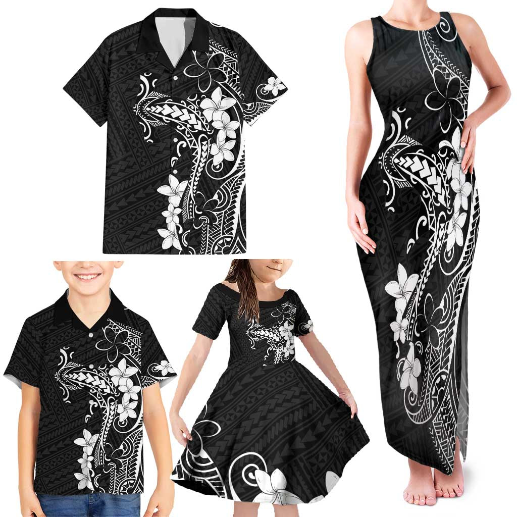 Black Hawaii Family Matching Tank Maxi Dress and Hawaiian Shirt Hammerhead Shark Tattoo Curve Polynesian LT14 - Polynesian Pride