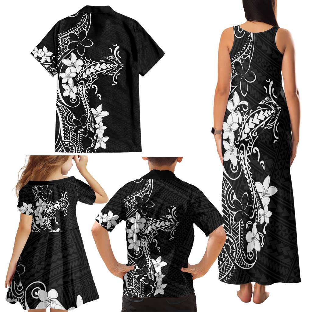 Black Hawaii Family Matching Tank Maxi Dress and Hawaiian Shirt Hammerhead Shark Tattoo Curve Polynesian LT14 - Polynesian Pride
