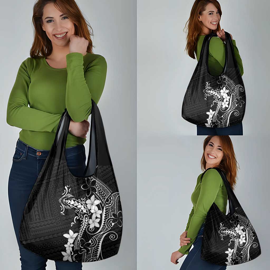 Black Hawaii Grocery Bag Hammerhead Shark Tattoo Curve Polynesian - Polynesian Pride