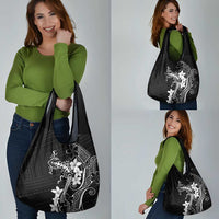 Black Hawaii Grocery Bag Hammerhead Shark Tattoo Curve Polynesian - Polynesian Pride