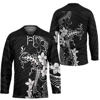 Black Hawaii Hockey Jersey Hammerhead Shark Tattoo Curve Polynesian - Polynesian Pride