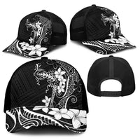 Black Hawaii Mesh Trucker Cap Hammerhead Shark Tattoo Curve Polynesian - Polynesian Pride