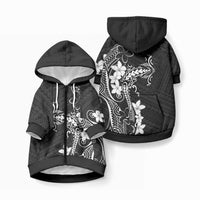 Black Hawaii Pet Hoodie Hammerhead Shark Tattoo Curve Polynesian LT14 Zip-up Black - Polynesian Pride