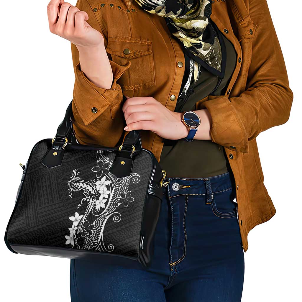 Black Hawaii Shoulder Handbag Hammerhead Shark Tattoo Curve Polynesian - Polynesian Pride