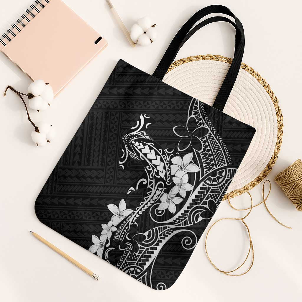 Black Hawaii Tote Bag Hammerhead Shark Tattoo Curve Polynesian - Polynesian Pride