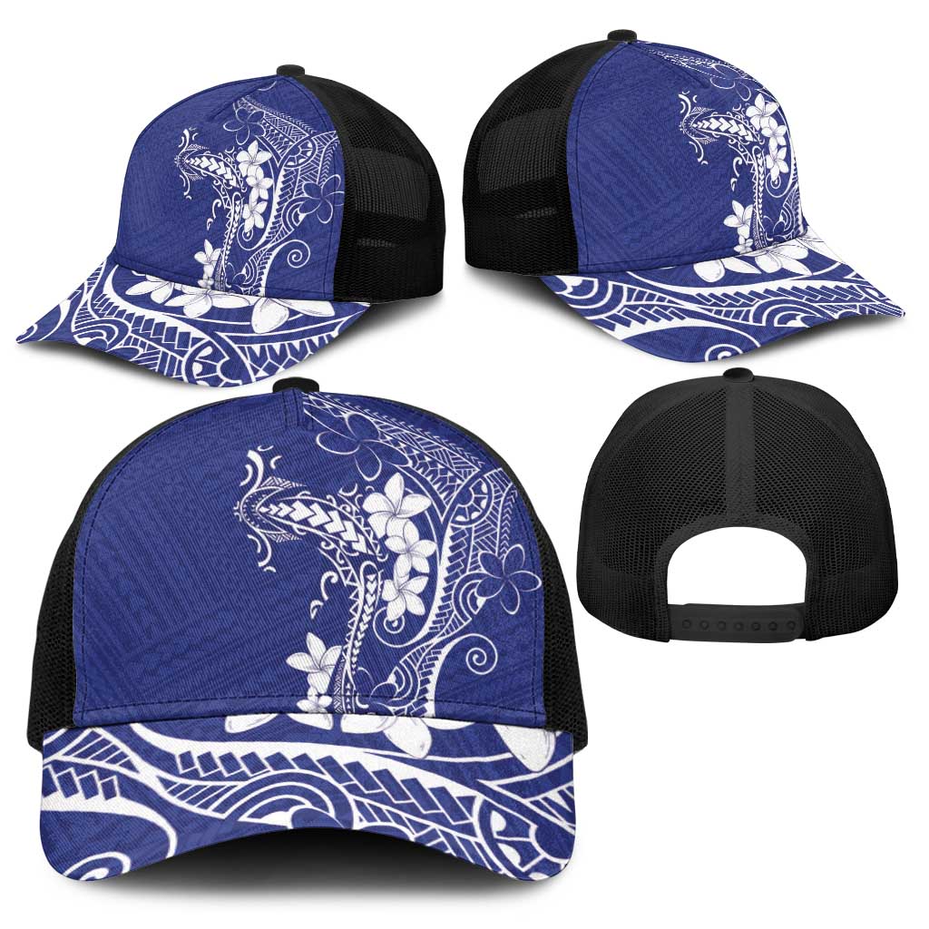 Blue Hawaii Baseball Net Cap Hammerhead Shark Tattoo Curve Polynesian - Polynesian Pride