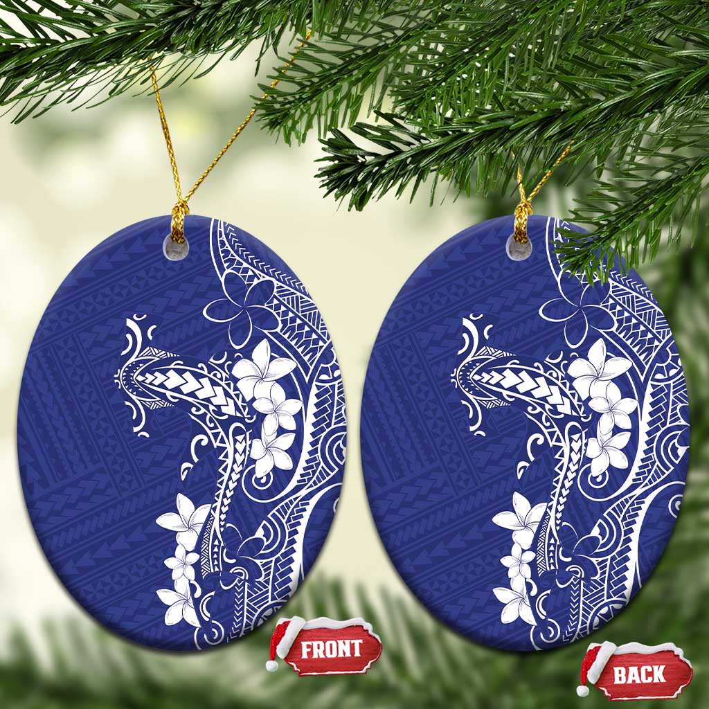 Blue Hawaii Ceramic Ornament Hammerhead Shark Tattoo Curve Polynesian - Polynesian Pride