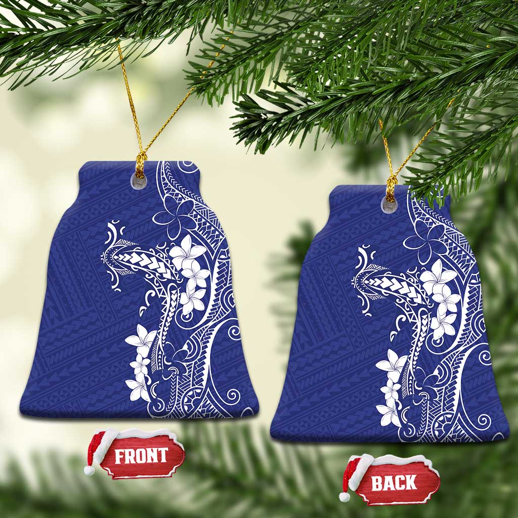 Blue Hawaii Ceramic Ornament Hammerhead Shark Tattoo Curve Polynesian - Polynesian Pride