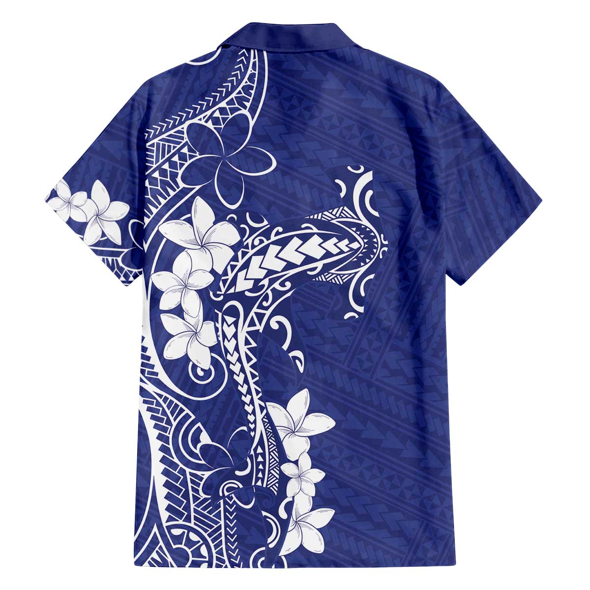 Blue Hawaii Family Matching Off The Shoulder Long Sleeve Dress and Hawaiian Shirt Hammerhead Shark Tattoo Curve Polynesian LT14 - Polynesian Pride