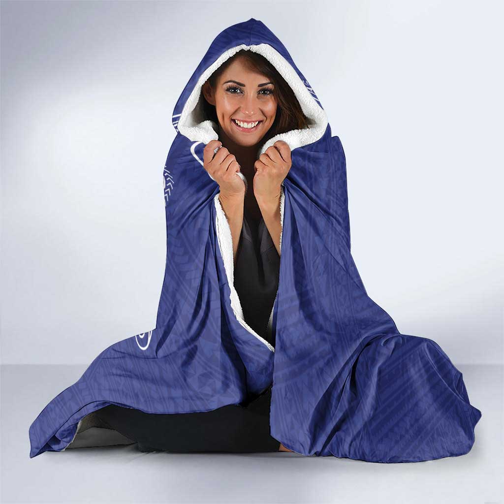 Blue Hawaii Hooded Blanket Hammerhead Shark Tattoo Curve Polynesian - Polynesian Pride