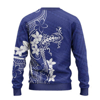 Blue Hawaii Ugly Christmas Sweater Hammerhead Shark Tattoo Curve Polynesian - Polynesian Pride