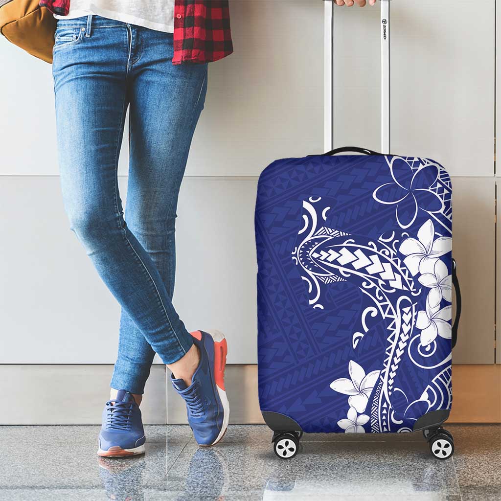 Blue Hawaii Luggage Cover Hammerhead Shark Tattoo Curve Polynesian - Polynesian Pride