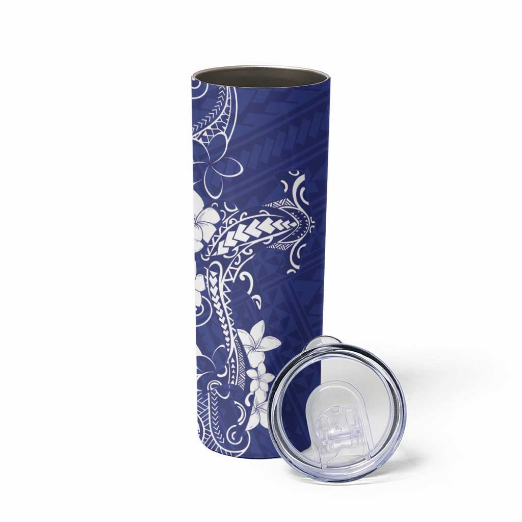 Blue Hawaii Skinny Tumbler Hammerhead Shark Tattoo Curve Polynesian - Polynesian Pride