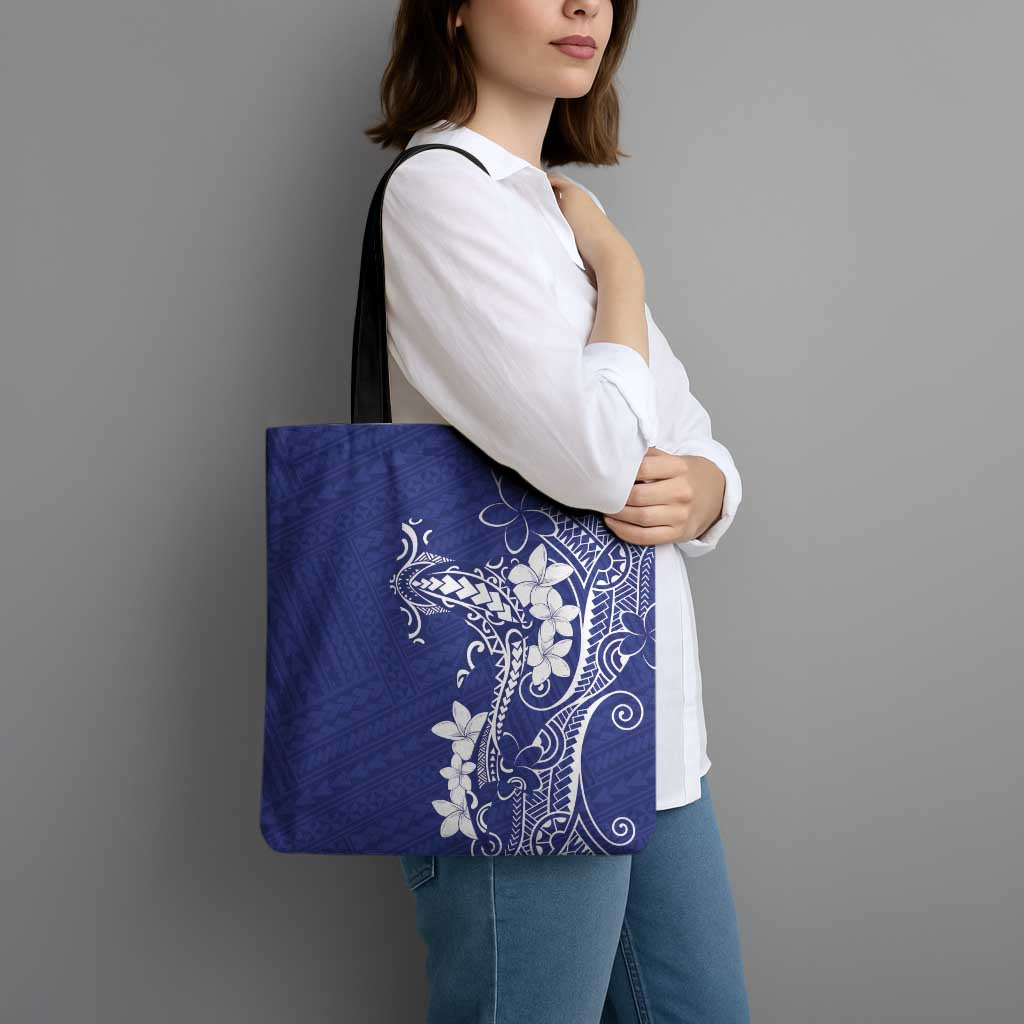 Blue Hawaii Tote Bag Hammerhead Shark Tattoo Curve Polynesian - Polynesian Pride