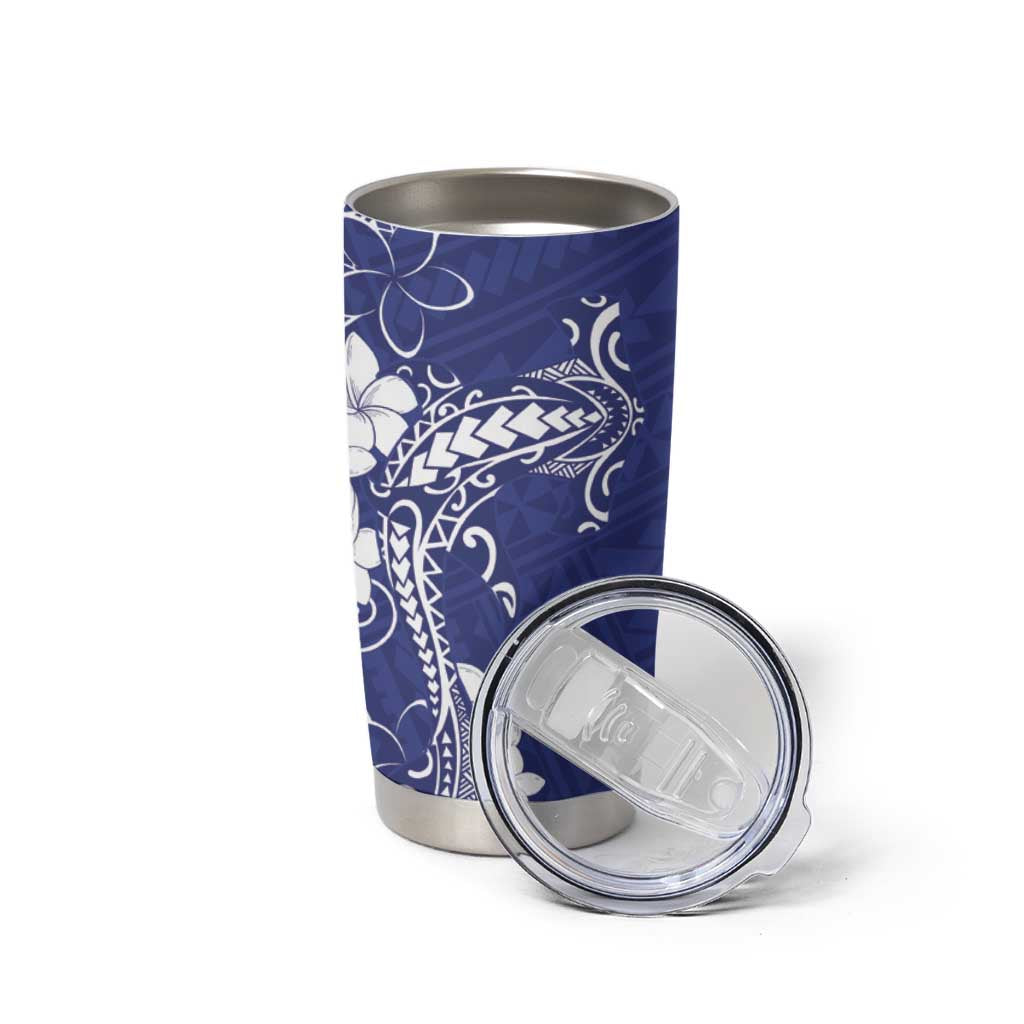 Blue Hawaii Tumbler Cup Hammerhead Shark Tattoo Curve Polynesian - Polynesian Pride