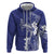 Blue Hawaii Zip Hoodie Hammerhead Shark Tattoo Curve Polynesian - Polynesian Pride