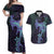 Purple Paradise Hawaii Couples Matching Off Shoulder Maxi Dress and Hawaiian Shirt Hammerhead Shark Tattoo Curve Polynesian - Polynesian Pride