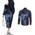 Purple Paradise Hawaii Couples Matching Off The Shoulder Long Sleeve Dress and Long Sleeve Button Shirt Hammerhead Shark Tattoo Curve Polynesian - Polynesian Pride