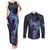 Purple Paradise Hawaii Couples Matching Tank Maxi Dress and Long Sleeve Button Shirt Hammerhead Shark Tattoo Curve Polynesian - Polynesian Pride