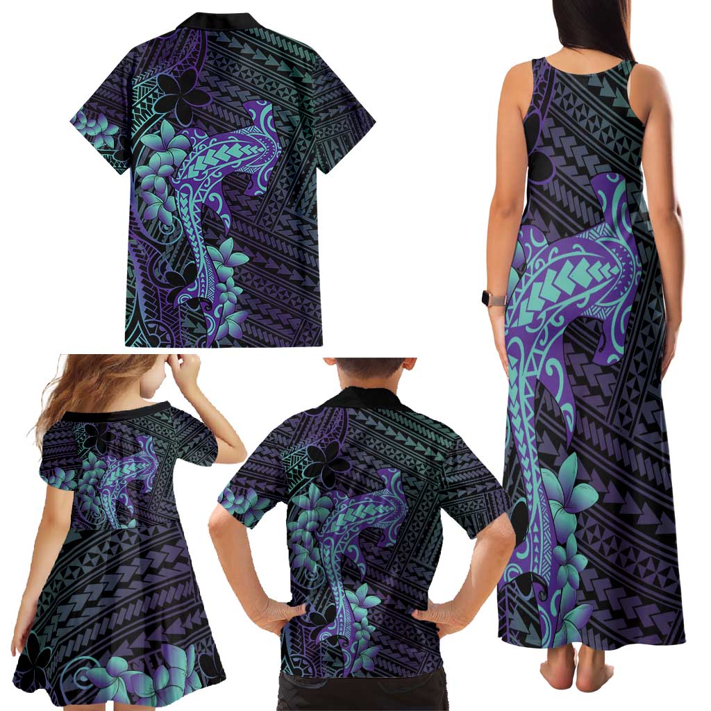 Purple Paradise Hawaii Family Matching Tank Maxi Dress and Hawaiian Shirt Hammerhead Shark Tattoo Curve Polynesian LT14 - Polynesian Pride