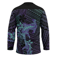 Purple Paradise Hawaii Hockey Jersey Hammerhead Shark Tattoo Curve Polynesian - Polynesian Pride