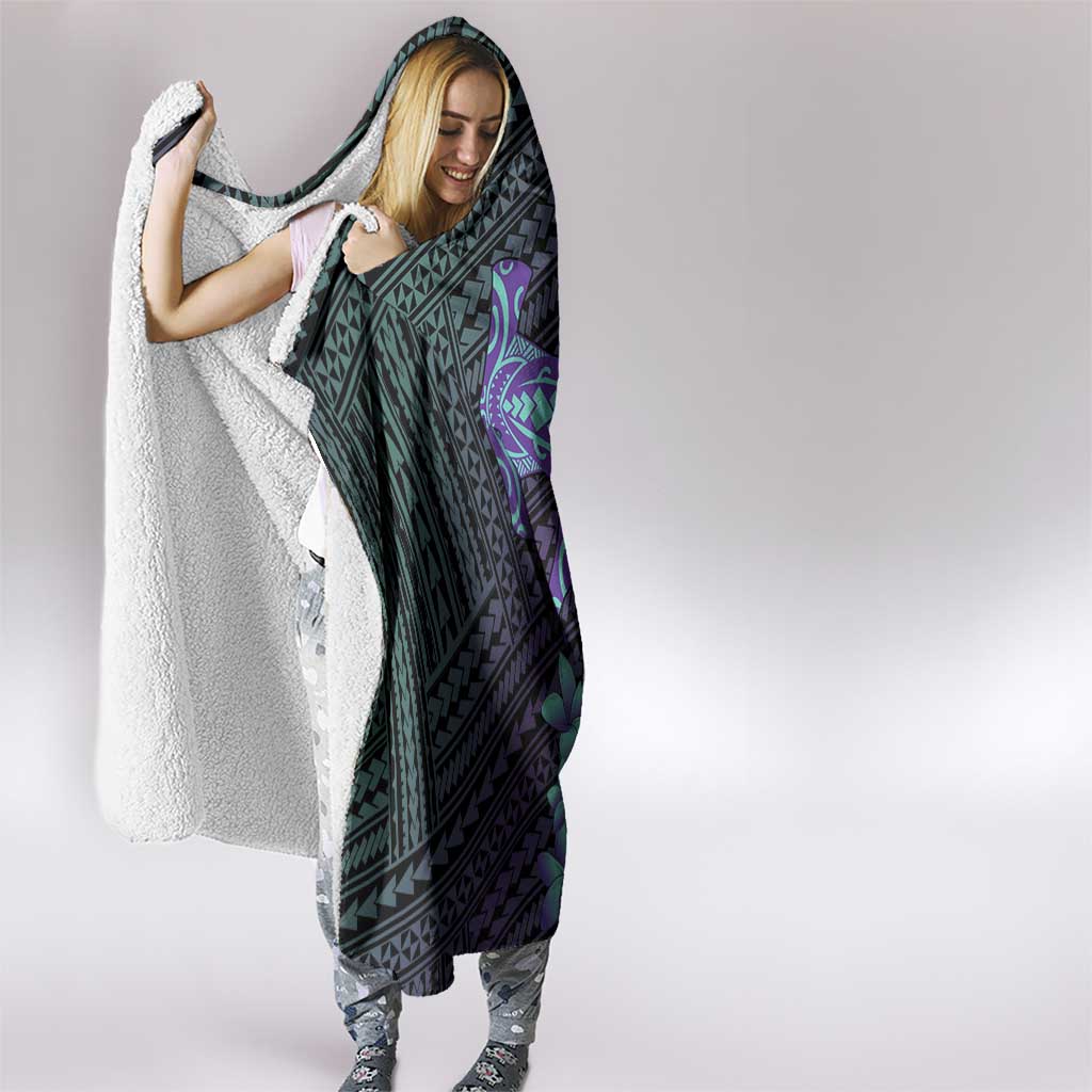 Purple Paradise Hawaii Hooded Blanket Hammerhead Shark Tattoo Curve Polynesian - Polynesian Pride
