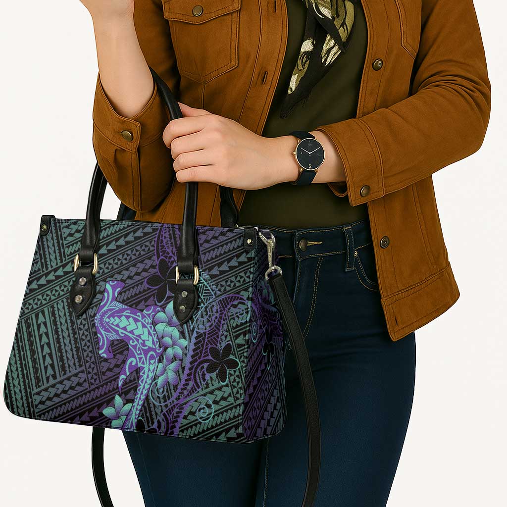 Purple Paradise Hawaii Leather Bag Hammerhead Shark Tattoo Curve Polynesian - Polynesian Pride