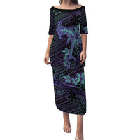 Purple Paradise Hawaii Puletasi Hammerhead Shark Tattoo Curve Polynesian - Polynesian Pride