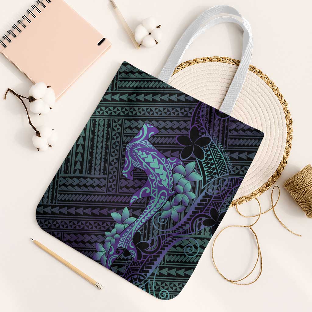 Purple Paradise Hawaii Tote Bag Hammerhead Shark Tattoo Curve Polynesian - Polynesian Pride