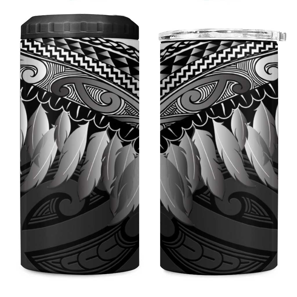 Poutama Korowai New Zealand 4 in 1 Can Cooler Tumbler Aotearoa Maori Tattoo LT14 One Size: 16 oz Black - Polynesian Pride