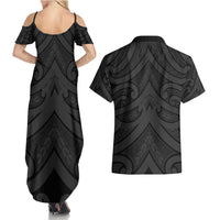 Poutama Korowai New Zealand Couples Matching Summer Maxi Dress and Hawaiian Shirt Aotearoa Maori Tattoo LT14 - Polynesian Pride