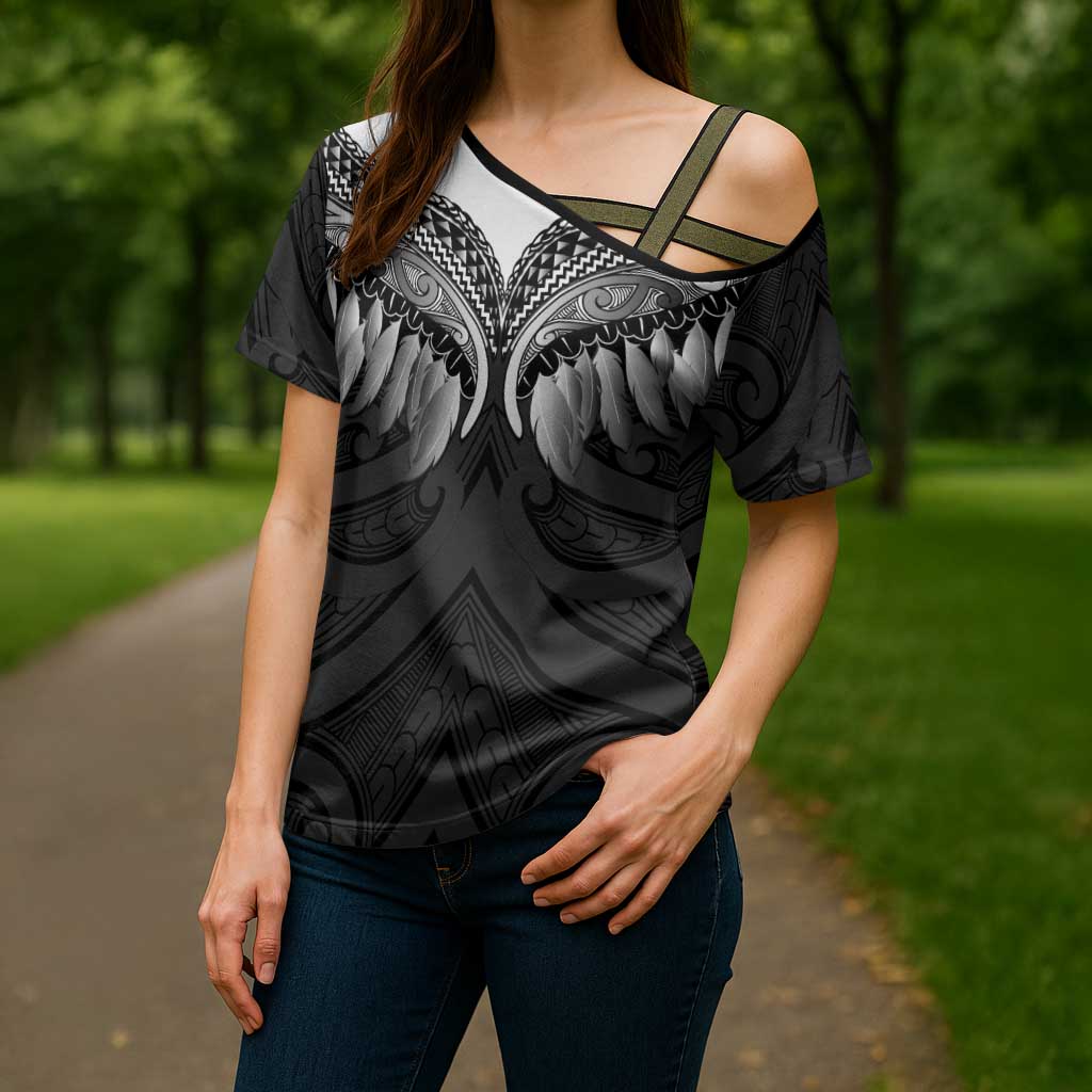 Poutama Korowai New Zealand Cross Shoulder Shirt Aotearoa Maori Tattoo - Polynesian Pride