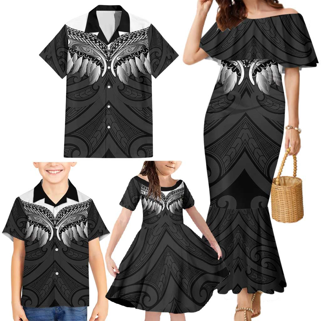 Poutama Korowai New Zealand Family Matching Mermaid Dress and Hawaiian Shirt Aotearoa Maori Tattoo - Polynesian Pride
